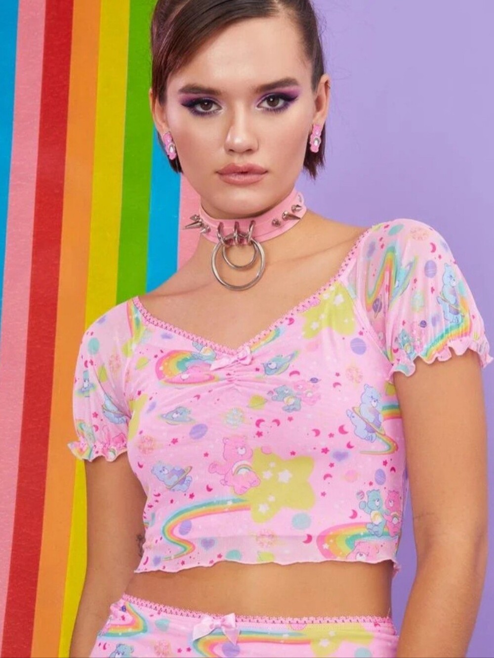 Dolls Kill x Care Bears "Rainbow Ride" Mesh Top (2020), NEW